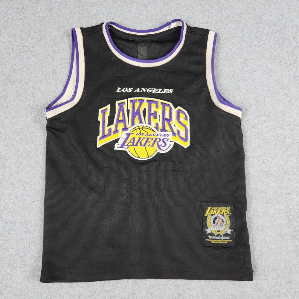 Los Angeles Lakers Jersey Youth Small Black NBA Basketball Mesh Athletic Fit